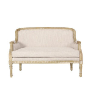 SOFA CON REPOSABRAZOS DE MADERA - CREMA