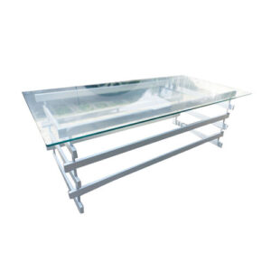 MESA DE CENTRO - RECTANGULAR PLATEADA / VIDRIO