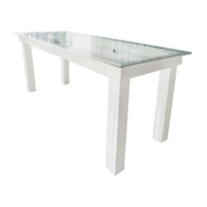 MESA RECTANGULAR - 36"x76" - BLANCA / VIDRIO